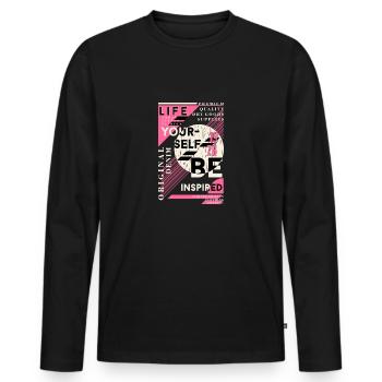 BE inspired - Men's Premium Organic Long Sleeve Shirt - black - Front - Nico (187cm)