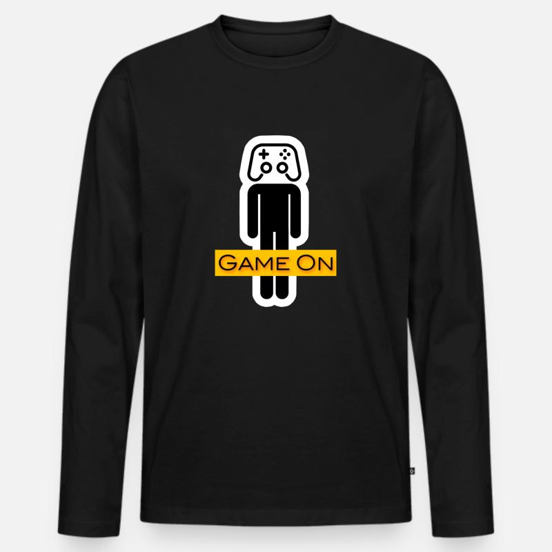 Game On Warrior - Männer Premium Bio Langarmshirt - Schwarz