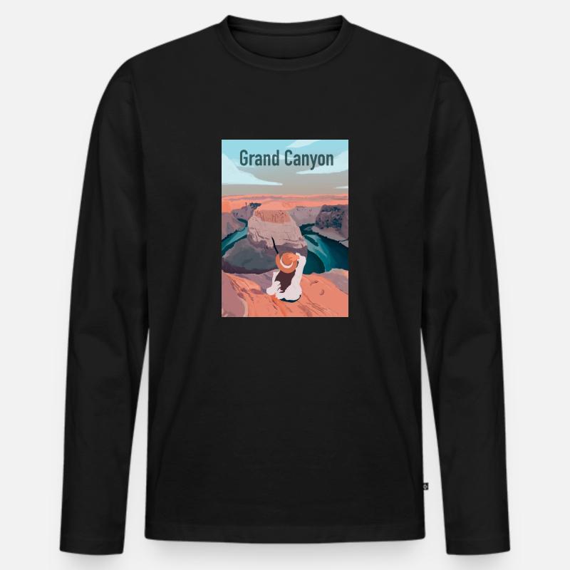 Großer Canyon - Männer Premium Bio Langarmshirt - Schwarz