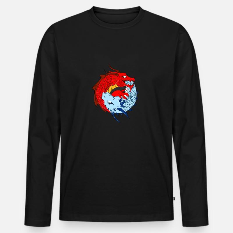 YIN YANG DRACHE - Männer Premium Bio Langarmshirt - Schwarz