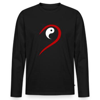Half Heart Yang Seeks Yin Valentine's Day Partner - Men's Premium Organic Long Sleeve Shirt - black - Front - Nico (187cm)