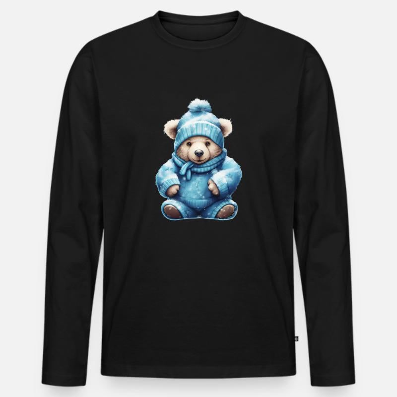 blue teddy 2 - Männer Premium Bio Langarmshirt - Schwarz