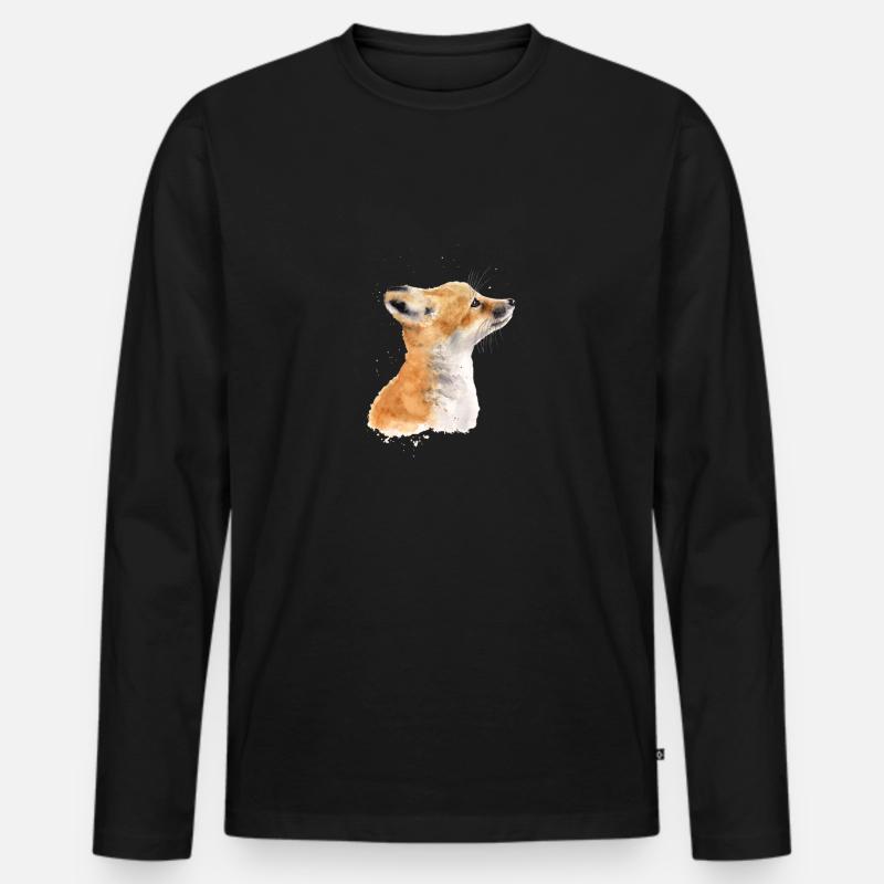 Fuchs - Männer Premium Bio Langarmshirt - Schwarz
