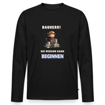 Maçon Maçon Constructeur Maison Construction Artisanat Cadeau Maison Achat - T-shirt manches longues Premium bio Homme - noir - Devant - Nico (187cm)