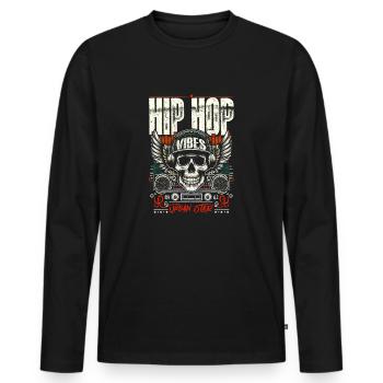 Vintage Skull & Recording Console Hip Hop Vibes - Männer Premium Bio Langarmshirt - Schwarz - Vorne - Nico (187cm)