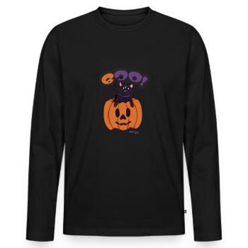 Cat in the pumpkin - Men's Premium Organic Long Sleeve Shirt - black - Front - Nico (187cm)