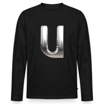 Chrome ,, U " Metallic - Men's Premium Organic Long Sleeve Shirt - black - Front - Nico (187cm)