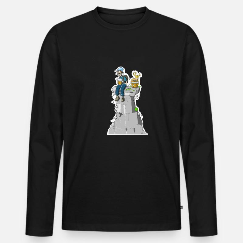 Gipfel Bier - Männer Premium Bio Langarmshirt - Schwarz