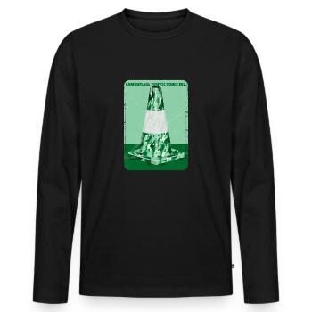 Cône de route vert camouflage - T-shirt manches longues Premium bio Homme - noir - Devant - Nico (187cm)