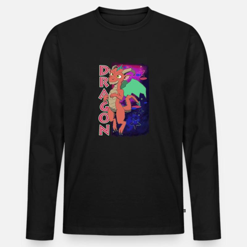 Cute Dragon - Männer Premium Bio Langarmshirt - Schwarz