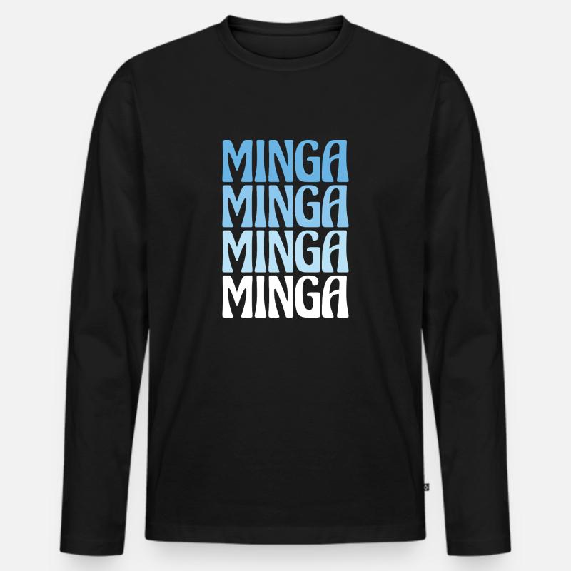 Minga München Dialekt Geschenk - Männer Premium Bio Langarmshirt - Schwarz