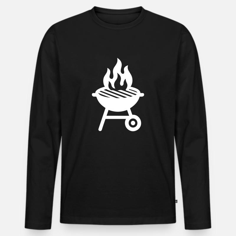 Icône du gril - T-shirt manches longues Premium bio Homme - noir