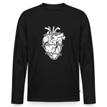 Stacheldraht Herz - Männer Premium Bio Langarmshirt - Schwarz - Vorne - Nico (187cm)