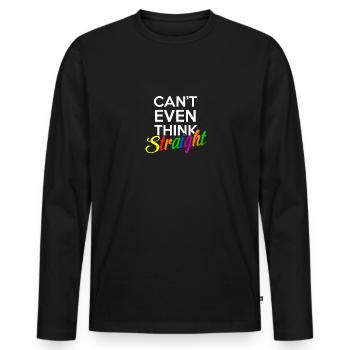 Pensée normale lesbienne gay disant tout droit - T-shirt manches longues Premium bio Homme - noir - Devant - Nico (187cm)