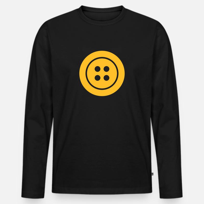 Knopf - Männer Premium Bio Langarmshirt - Schwarz