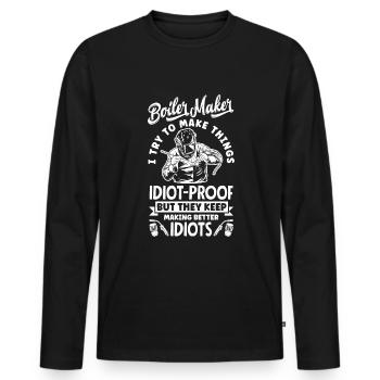 Boilermaker Tradeperson Funny Quote - Men's Premium Organic Long Sleeve Shirt - black - Front - Nico (187cm)