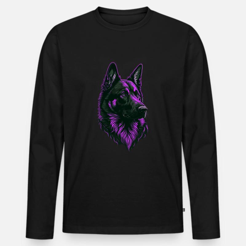 Schäferhund Kopf pink - Männer Premium Bio Langarmshirt - Schwarz