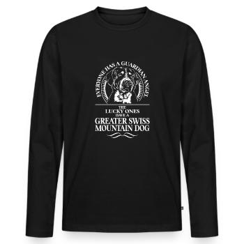 GREATER SWISS MOUNTAIN DOG Guardian Angel WILSIGNS - Men's Premium Organic Long Sleeve Shirt - black - Front - Nico (187cm)