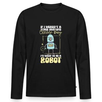 Technicien en robotique mécanique Android - T-shirt manches longues Premium bio Homme - noir - Devant - Nico (187cm)