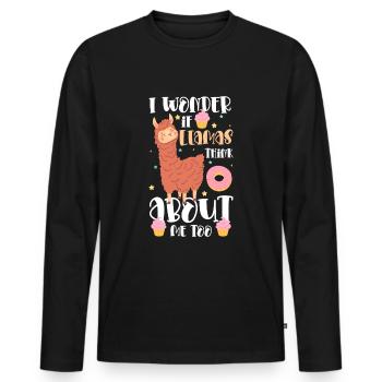 Lama Animal Soft - T-shirt manches longues Premium bio Homme - noir - Devant - Nico (187cm)