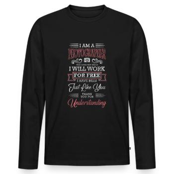 Fotograf Foto Objektiv Fotoshooting - Männer Premium Bio Langarmshirt - Schwarz - Vorne - Nico (187cm)