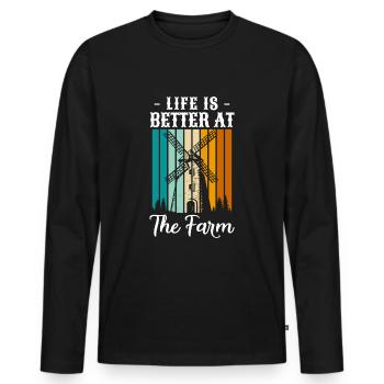 Farmer Career - Men's Premium Organic Long Sleeve Shirt - black - Front - Nico (187cm)