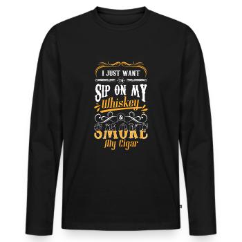 Zigarre Lounge Qualm Genuss - Männer Premium Bio Langarmshirt - Schwarz - Vorne - Nico (187cm)