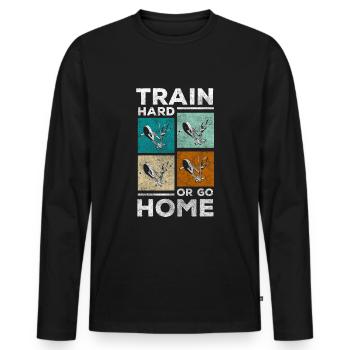Entraînement Athlétique Transpiration Entraîneurs de fitness - T-shirt manches longues Premium bio Homme - noir - Devant - Nico (187cm)