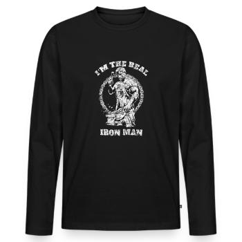 Je suis le vrai forgeron Iron Man - T-shirt manches longues Premium bio Homme - noir - Devant - Nico (187cm)