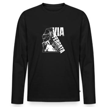 VIA FERRATA - Klettersteig #1 - Männer Premium Bio Langarmshirt - Schwarz - Vorne - Nico (187cm)