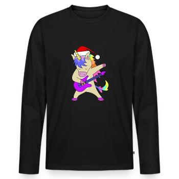 St. Nicholas Guitar Unicorn | Christmas, Gift - Men's Premium Organic Long Sleeve Shirt - black - Front - Nico (187cm)