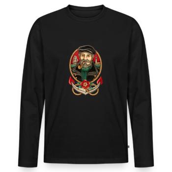 SEA CAPTAIN TATTOO - Men's Premium Organic Long Sleeve Shirt - black - Front - Nico (187cm)