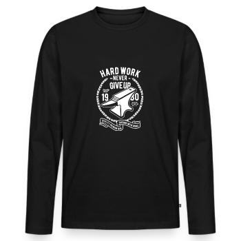 Anvil Hammer Blacksmith T-Shirt Gift - Men's Premium Organic Long Sleeve Shirt - black - Front - Nico (187cm)
