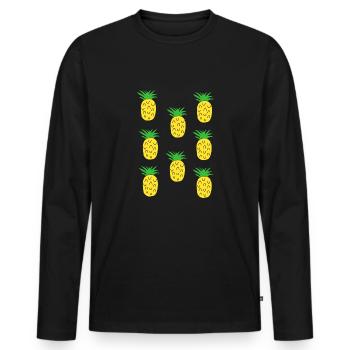 Ananas Muster - Männer Premium Bio Langarmshirt - Schwarz - Vorne - Nico (187cm)