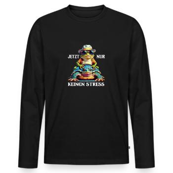 Jetzt nur keinen Stress Frosch und Schildkröte - Männer Premium Bio Langarmshirt - Schwarz - Vorne - Nico (187cm)