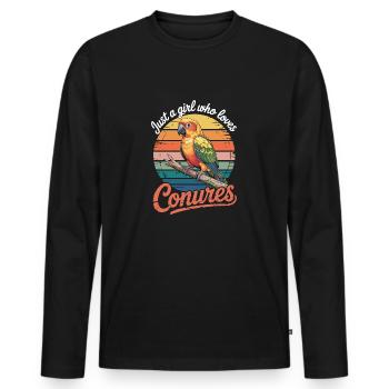 Juste une fille qui aime les Conures - T-shirt manches longues Premium bio Homme - noir - Devant - Nico (187cm)