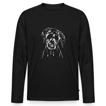 DOBERMANN Doberman with glasses cool Wilsigns dogs - Men's Premium Organic Long Sleeve Shirt - black - Front - Nico (187cm)