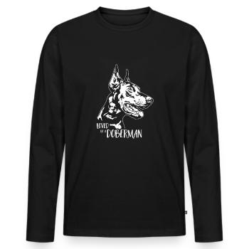 Loved by a Doberman Dog Saying Doberman Wilsigns - Men's Premium Organic Long Sleeve Shirt - black - Front - Nico (187cm)