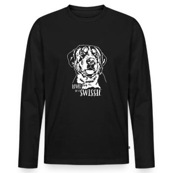 Adoré par un grand bouvier suisse Swissie - T-shirt manches longues Premium bio Homme - noir - Devant - Nico (187cm)