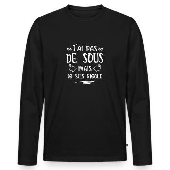 pas de sous - T-shirt manches longues Premium bio Homme - noir - Devant - Nico (187cm)