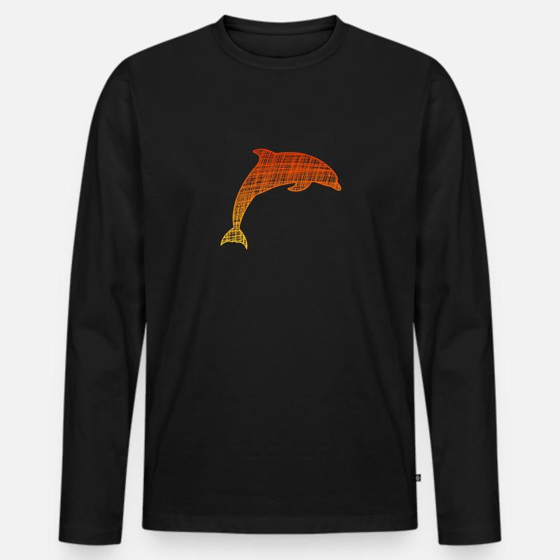Delfin - Männer Premium Bio Langarmshirt - Schwarz