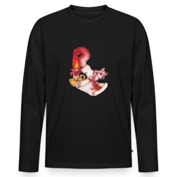 Kitsune mit Kerze japanischer Fuchs Geist Lesen - Männer Premium Bio Langarmshirt - Schwarz - Vorne - Nico (187cm)