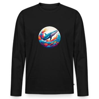 Schützt das Leben im Meer Blauwal im Farbkreis - Männer Premium Bio Langarmshirt - Schwarz - Vorne - Nico (187cm)