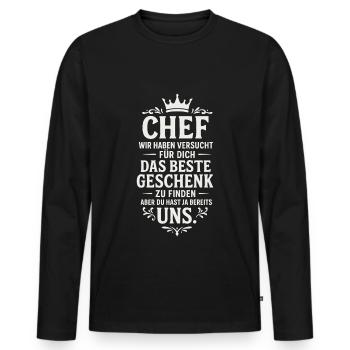 Chef beste Geschenk Mitarbeiter Büro - Männer Premium Bio Langarmshirt - Schwarz - Vorne - Nico (187cm)