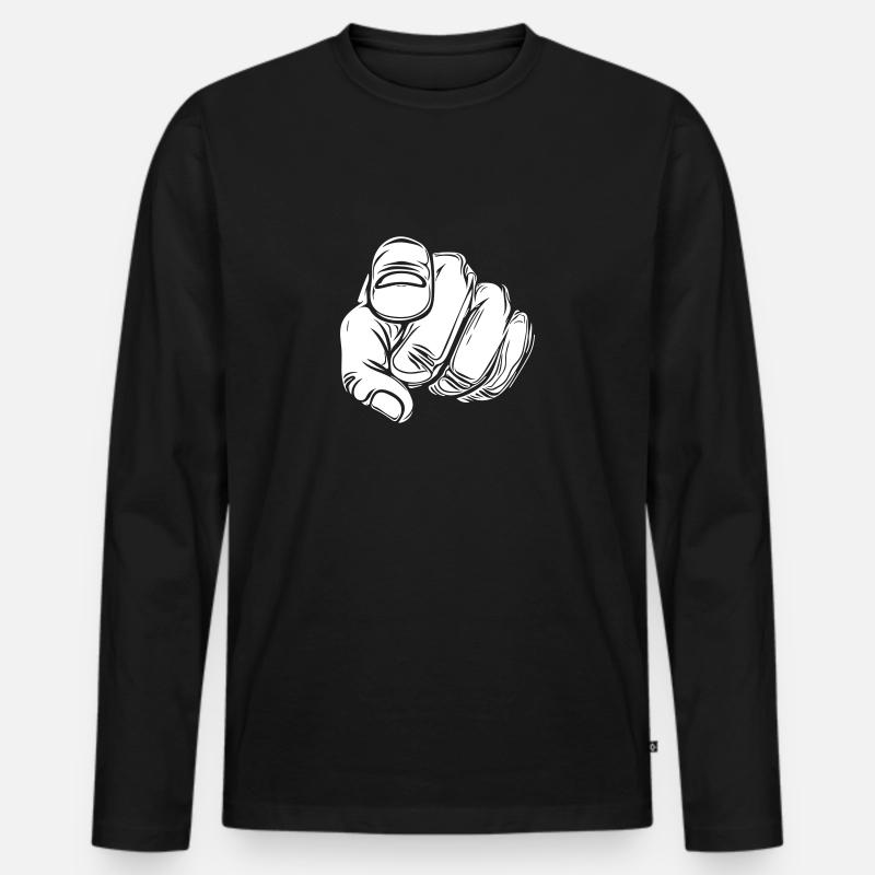 Zeigefinger mit Vector Hand - Männer Premium Bio Langarmshirt - Schwarz