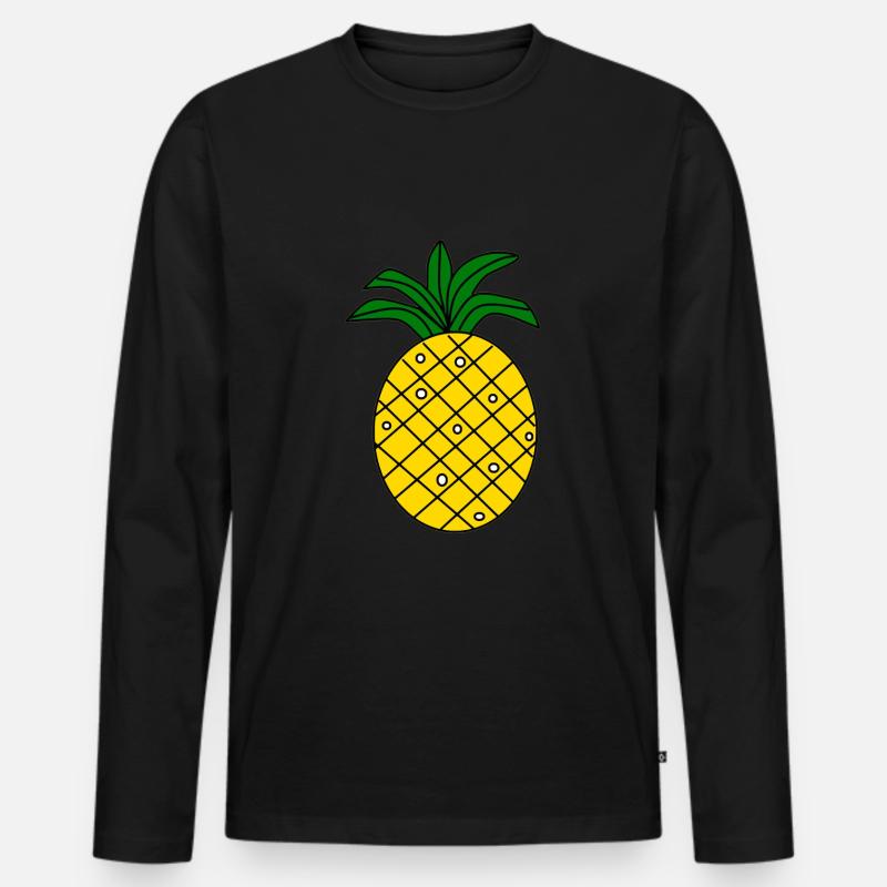 Ananas Sommer T-shirt - Männer Premium Bio Langarmshirt - Schwarz