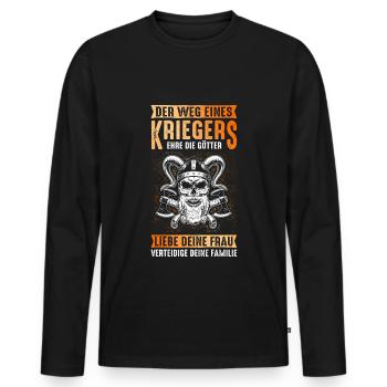 Wikinger Kämpfer Ehe Krieger Spruch Götter Frau Eh - Männer Premium Bio Langarmshirt - Schwarz - Vorne - Nico (187cm)