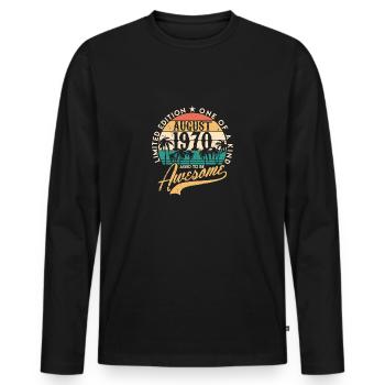 Août 1970 50e anniversaire cinquante cadeau - T-shirt manches longues Premium bio Homme - noir - Devant - Nico (187cm)