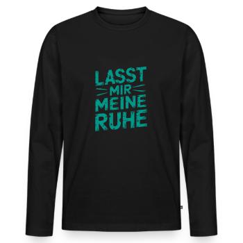 Lasst mir meine Ruhe - nicht stören - Männer Premium Bio Langarmshirt - Schwarz - Vorne - Nico (187cm)