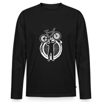 Vélo « bike-king » gravel bike cycliste - T-shirt manches longues Premium bio Homme - noir - Devant - Nico (187cm)